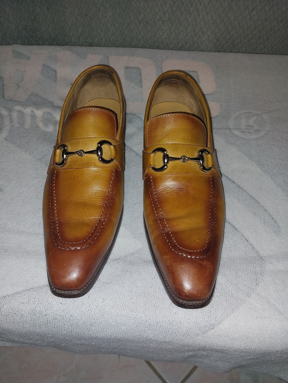 Carrucci Burnished Cognac Leather Horsebit Loafers Size 11